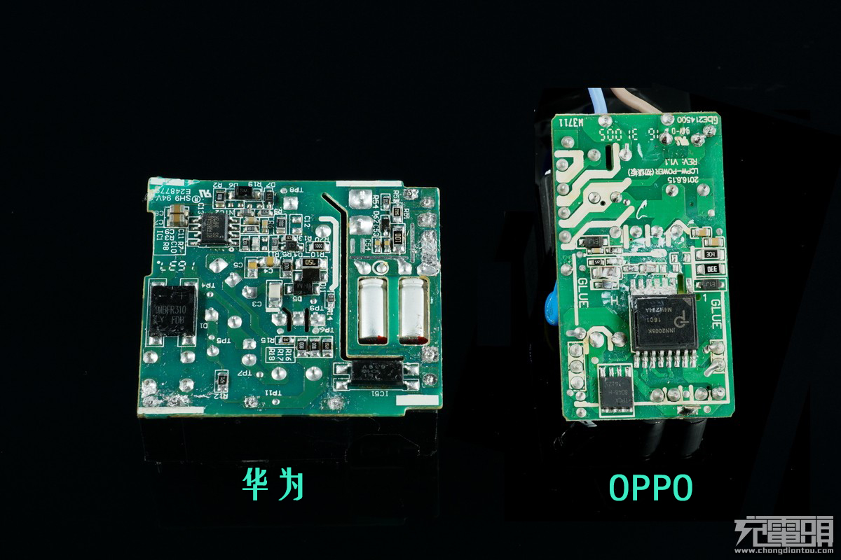 华为、OPPO两款低压大电流单口电源对比拆解-充电头网
