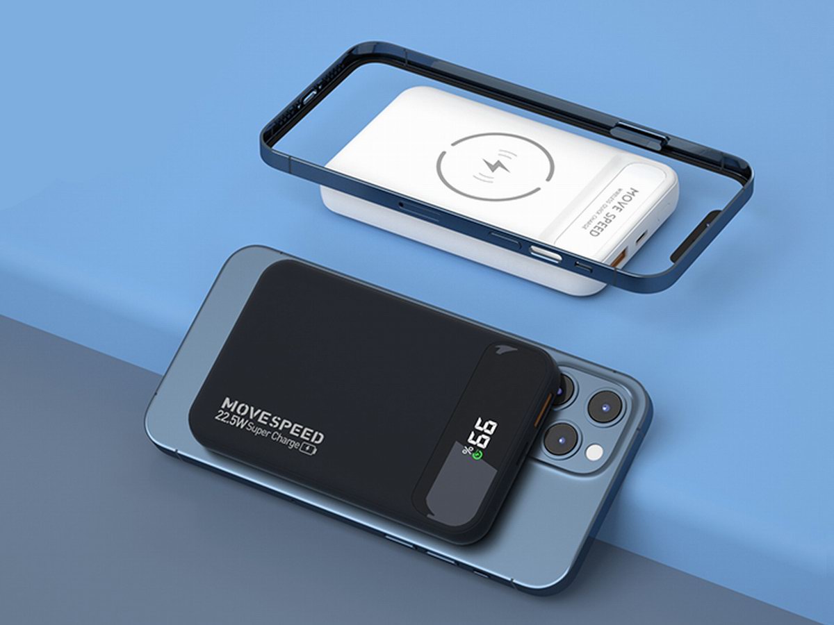 移速推出iPhone12磁吸无线充移动电源，小巧便携多模式快充-充电头网