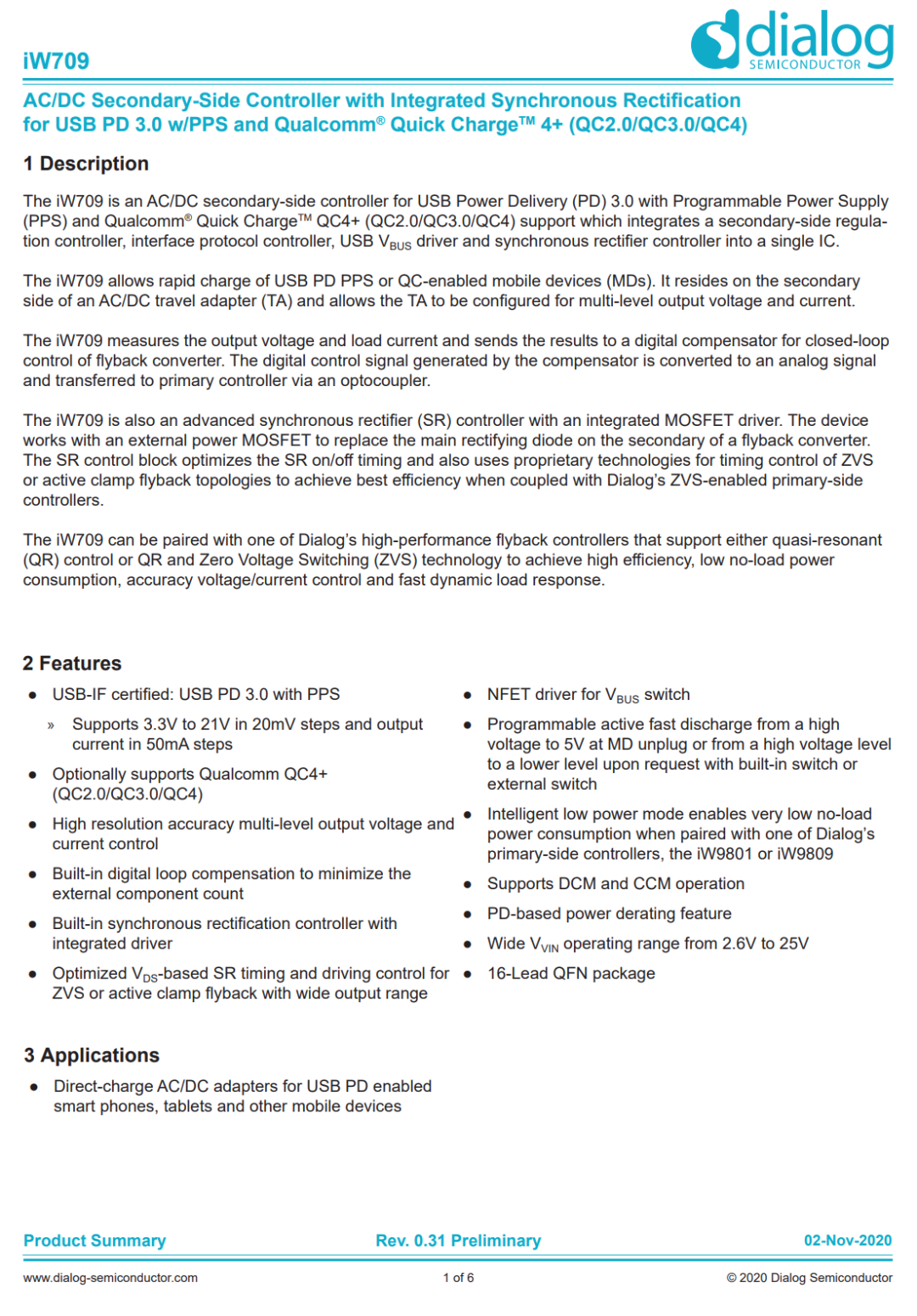 dialog推出高功率密度zvs电源套片内置快充协议助力高密度pd快充普及